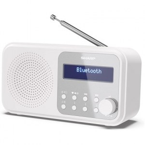 Sharp DR-P420(WH) Tokyo Portable Digital Radio, FM/DAB/DAB+, Bluetooth 5.0, USB or Battery Powered, Snowy White Sharp | White |